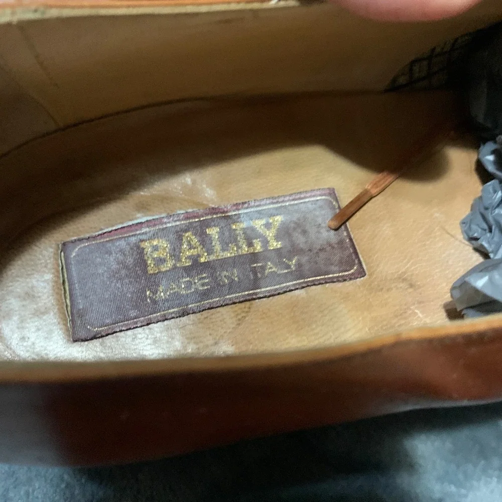 Bally Mens Brown Leather Derby Dress Shoes Made in Italy Lace Up Plain Toe 9.5